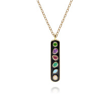 Collier avec pendentif en argent sterling et acrostiche en émail noir « Dare To »
