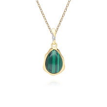 Pendentif irrégulier en malachite et topaze en argent sterling plaqué or 18 carats
