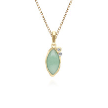Pendentif marquise irrégulier en jade vert teinté et topaze en argent sterling plaqué or 18 carats