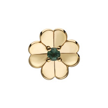 Gardenia Smaragd Kleeblatt Pin in 9 Karat Gelbgold