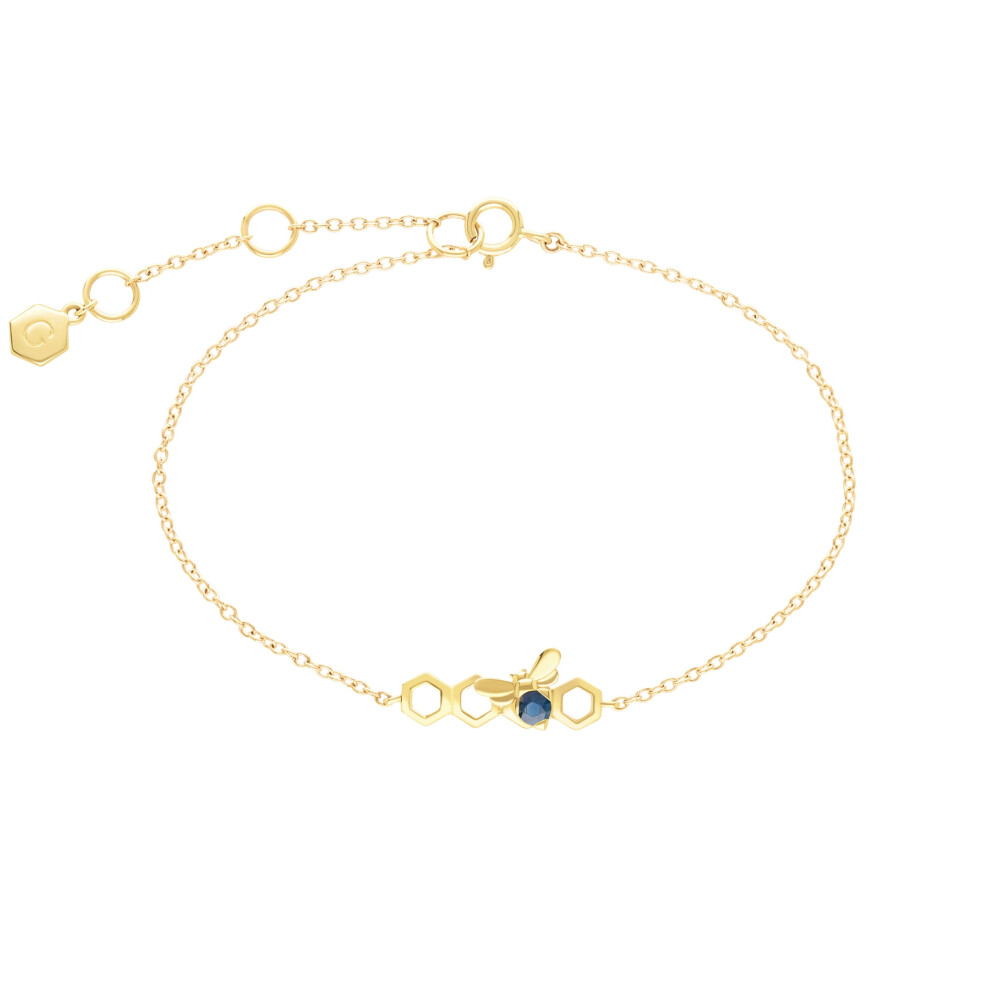 Bracelet à maillons saphir inspiré du nid d'abeille en or jaune 9 carats