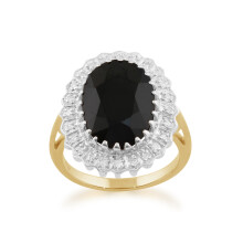 (R) Classic Oval Sapphire & Diamond Cluster Ring in 9ct Yellow Gold