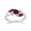 (L) Classic Oval Ruby & Diamond Crossover Ring in 9ct White Gold 1