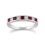 (Q) Classic Square Ruby & Diamond Half Eternity Ring 9ct White Gold 1