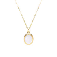 Bona Fide Mother of Pearl Oval Locket In Yellow Gold Plated Silver