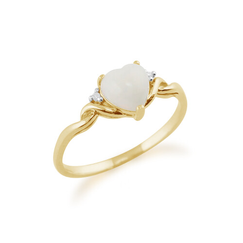(L) Classic Opal Heart Ring in 9ct Yellow Gold 1