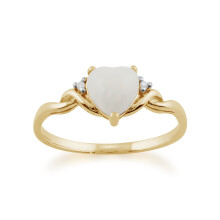 (Q) Classic Opal Heart Ring in 9ct Yellow Gold