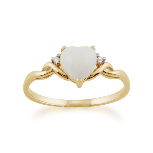 (O) Classic Opal Heart Ring in 9ct Yellow Gold