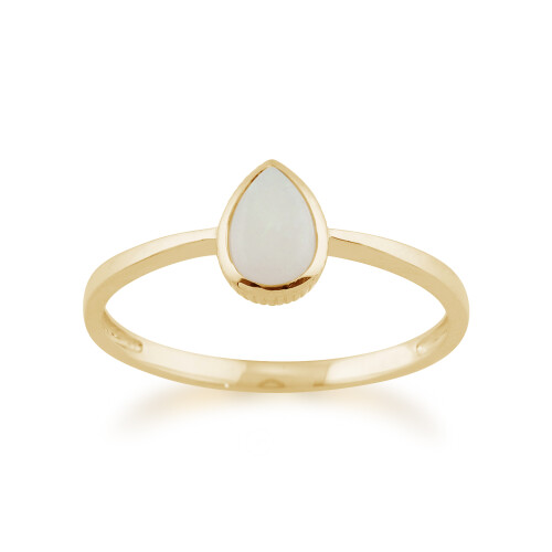 (P) Classic Pear Shaped Opal Ring in 9ct Yellow Gold