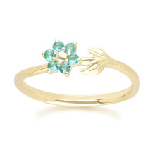 (P) Floral Vine Emerald Ring in 9ct Yellow Gold