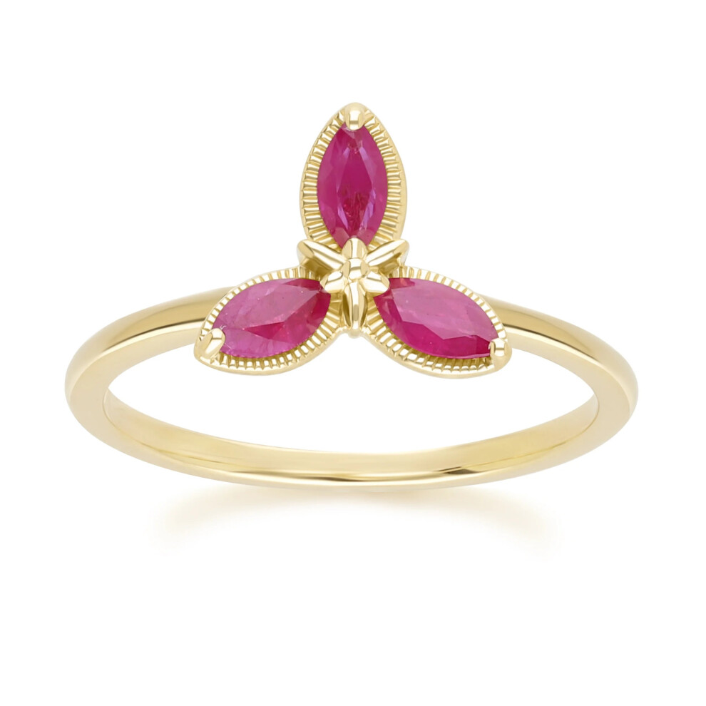 (M) Floral Marquise Ruby Ring in 9ct Yellow Gold-image-OPC-PHFXJ8D-NEW