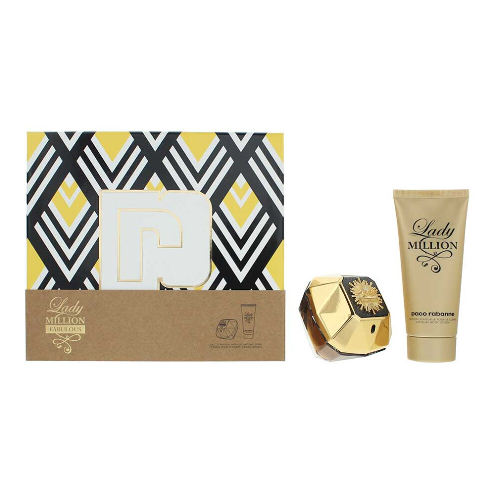 Paco Rabanne Lady Million Fabulous 2 Pc Set: EDP 80ml + Body Lotion 100ml Women