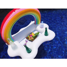 Inflatable rainbow beverage rack, swimming pool floating party accessories, inflatable cloud roller coaster tray, water cup rack, arched rainbow