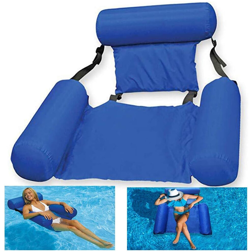 Tianfu Pool Inflatable Water Hammock, Foldable Floating Lounger Swimming Pool Floats Chair For Adults, Inflatable Floating Air Bed Beach Mat(No Foam)