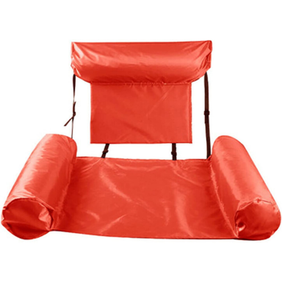 Tianfu Pool Float Inflatable Water Hammock, Foldable Backrest Inflatable Floating Bed, Drifter Swimming Pool Beach Float, Red