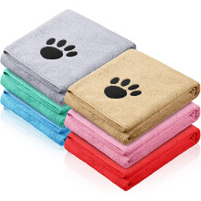 6 Pack Microfiber Pet Bath Towel Ultra Absorbent Quick Drying Soft Pet Towel Pet Grooming Towel Double Density Dog Supplies, 24 x 41 Inch, Multicolor