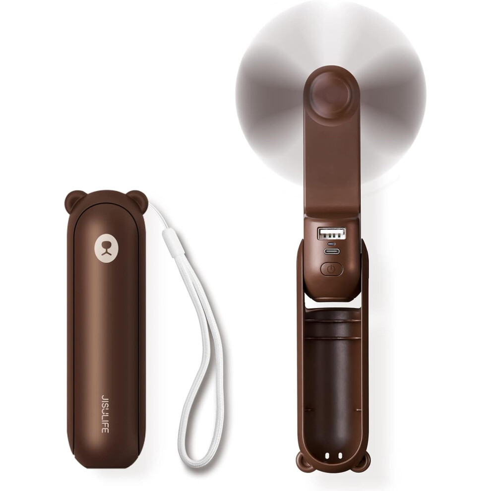 Mini Portable Fan, 3 In 1 Handheld Fan, Rechargeable Pocket Fan, Battery Operated Fan [14-21 Hours Working] With Power Bank, Flashlight Function 7770198309140