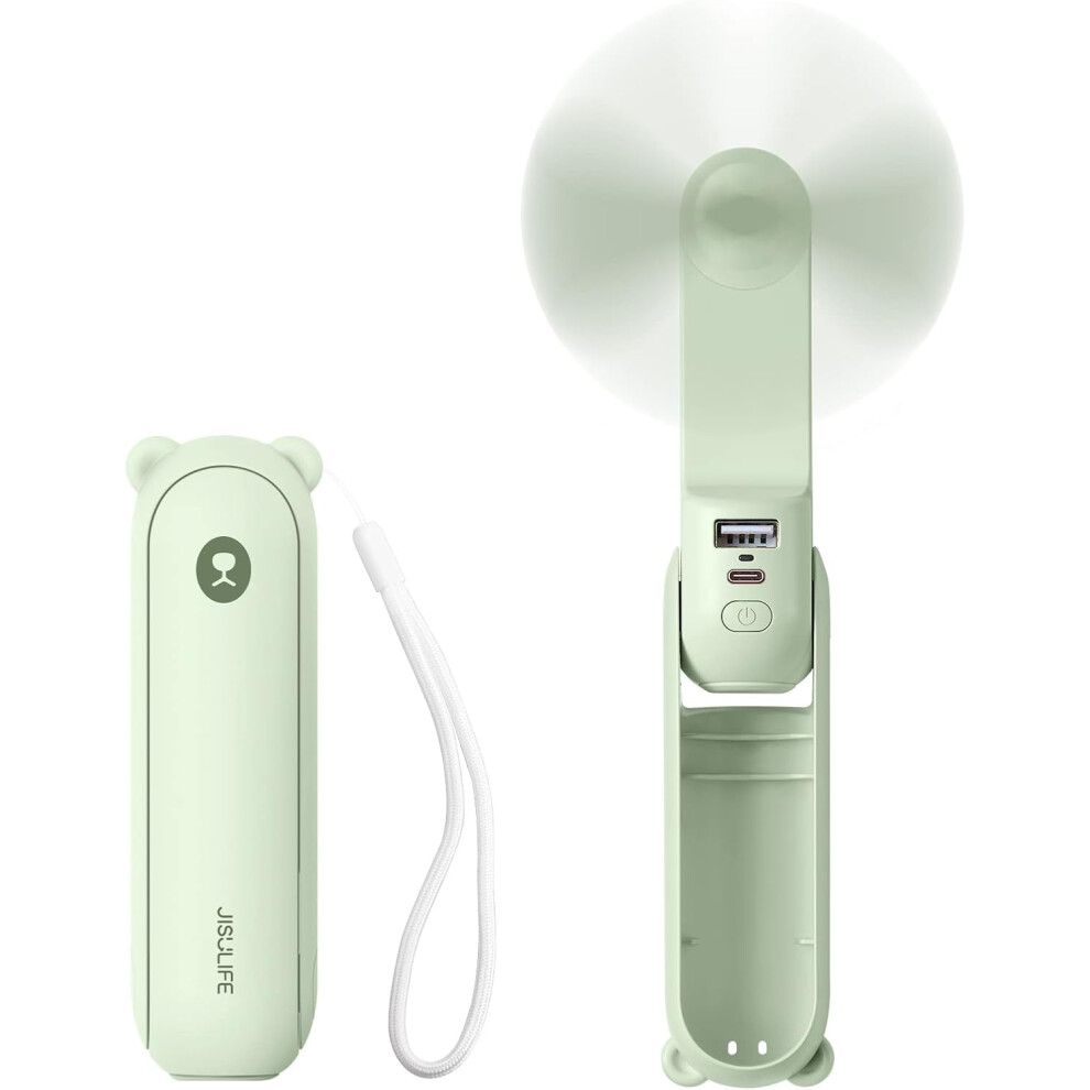 Mini Portable Fan, 3 In 1 Handheld Fan, Rechargeable Pocket Fan, Battery Operated Fan [14-21 Hours Working] With Power Bank, Flashlight Function 7770198309157