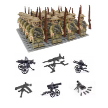 (24pcs-I) 24pcs War II the British and German armies Desert Military Sodiers Weapons Minifigures Kids Toys Gifts