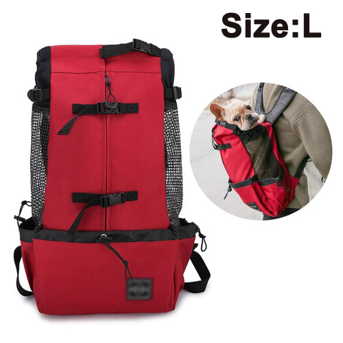 Dog Carrier Backpack For Small And Medium Pets Front Facing Adjustable Dog Backpack Carrier Fully Ventilated-Red-L
