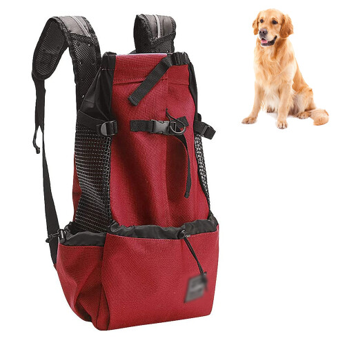 Dog Carrier Backpack For Small And Medium Pets Front Facing Adjustable Dog Backpack Carrier Fully Ventilated-Red-L 1