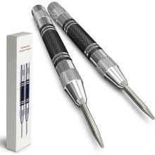 2-piece automatic center punch, 5-inch heavy-duty steel spring loaded center hole punch, suitable for metal, wood, glass, and plastic DIY enthusiasts
