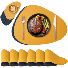 Set of 6 Leather Placemats and Coasters, Easy-to-Clean Heat-Resistant Mats, Double-Sided Waterproof and Slip-Resistant Placemats