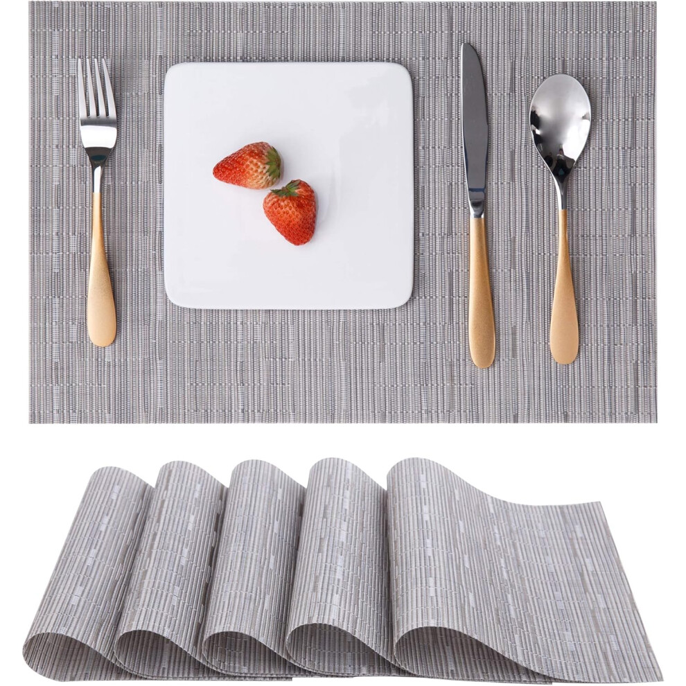 Set of 6 Washable Woven Placemats for Kitchen or Dining Table Heat Resistant Non-Slip Vinyl Placemats (30x45cm)-image-OPC-PHFXQJF-NEW