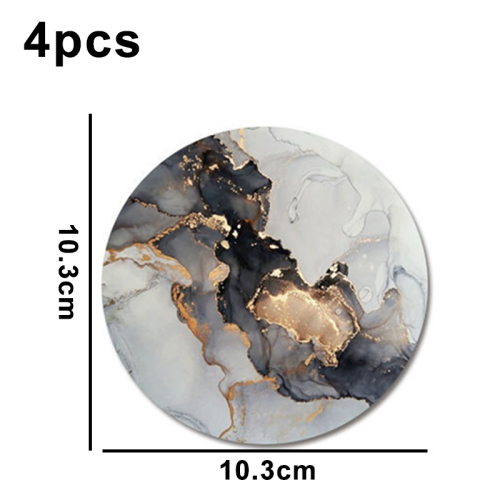 Marble Pattern Coasters - Round Drinks Absorbent Stone Coaster Set with Ceramic Stone and Cork Base-style 2 1