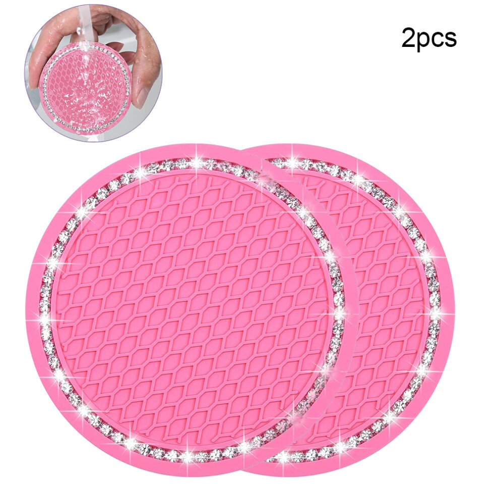 Car Coasters, Car Cup Holder Insert Coaster - Anti Slip Universal Vehicle?Interior Accessories Crystal - 2Pcs Pink 7770198306293
