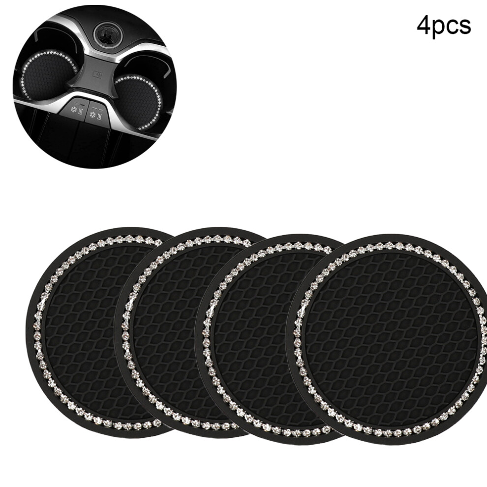 Car Coasters, Car Cup Holder Insert Coaster - Anti Slip Universal Vehicle?Interior Accessories Crystal - 4Pcs Black 7770198306316