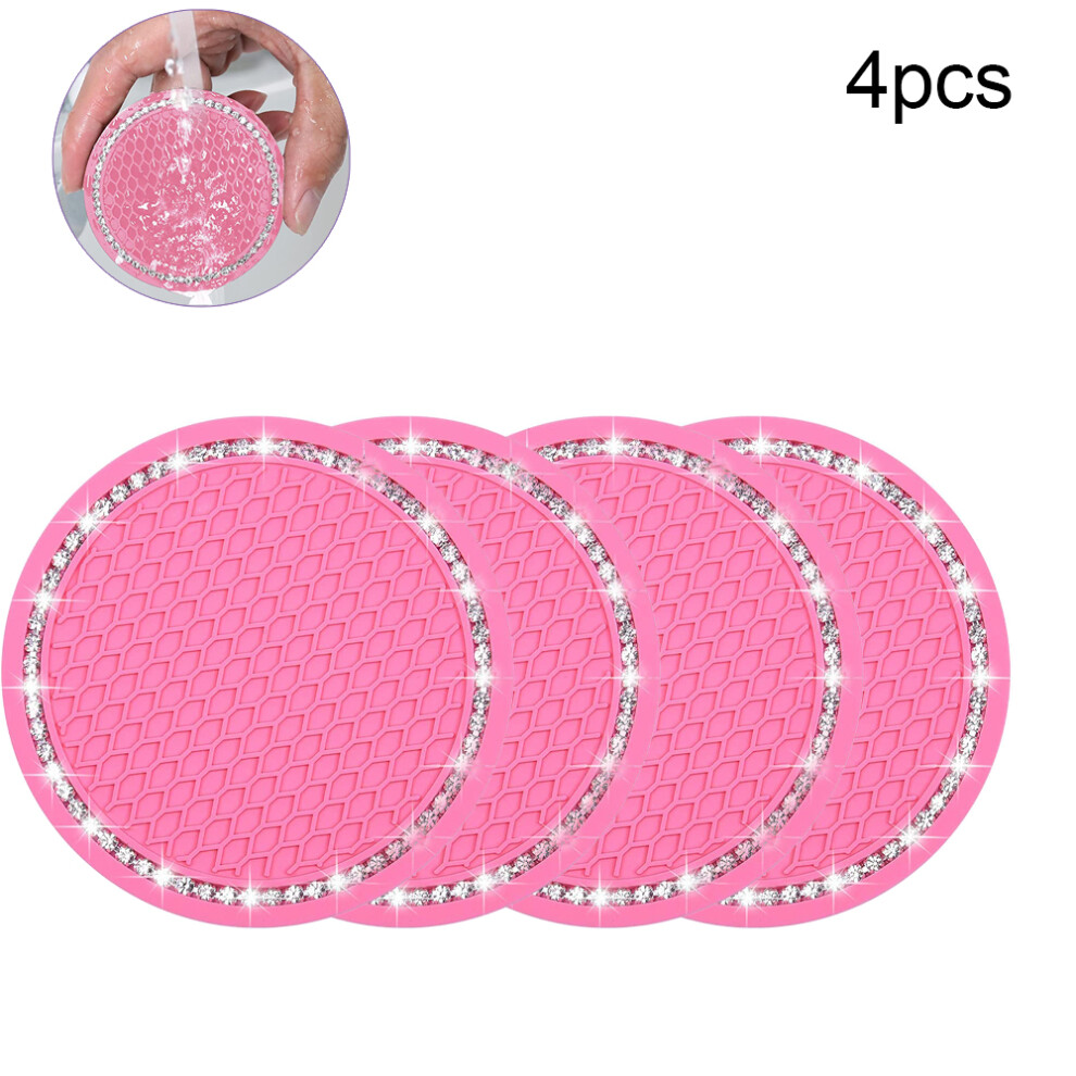 Car Coasters,  Car Cup Holder Insert Coaster - Anti Slip Universal Vehicle?Interior Accessories Crystal--Pink-4Pcs-image-OPC-PHFXQX8-NEW