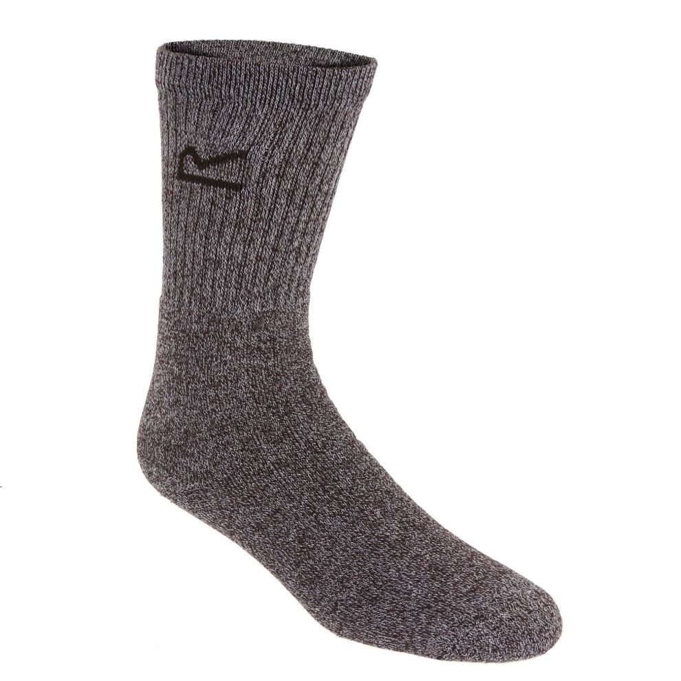 (One Size, Brown Marl) Regatta Great Outdoors Mens Cotton Rich Casual Socks (Pack Of 3)
