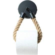 Vintage Toilet Paper Holder Wall Mounted Hemp Rope Towel Holder Easy to Install Black Hemp Rope Toilet Paper Holder for Bathroom,Toilet and Kitchen