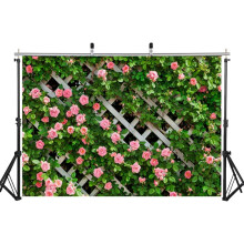 6x4FT Flower Photography Background Green Leaf Fence Wedding Bride Background Baby Birthday Studio Props