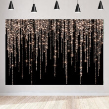 Sparkling Rose Gold and Black Background 5x3 feet Sweet Girl Photography Background Bridal Gift Party Children's Decoration Banner