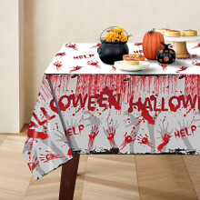 Halloween Plastic Tablecloth Rectangle 54x108 inches Disposable Bloody Handprint Tablecloth Waterproof Tablecloth for Halloween Decoration Supplies