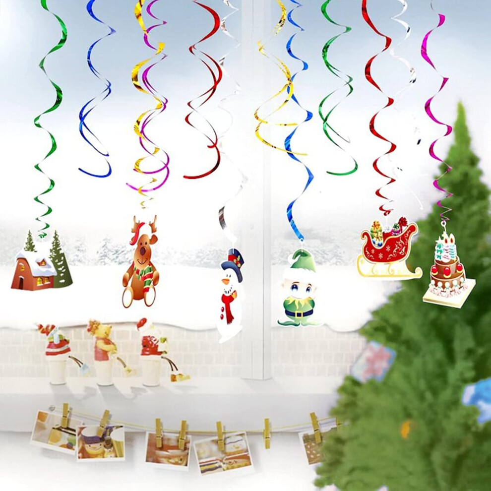 12 Pieces Christmas Hanging Decorations,Christmas Decoration for Ceiling Ceiling Streamers Suspension Noel Christmas Decoration Supplies-image-OPC-PHFXRXN-NEW