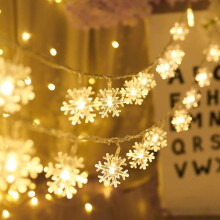 Snowflake String Lights, 6M 40 Pcs Battery Operated LED Fairy Lights, Two-Mode Monochrom and Shining Lightning Decoration (Warm White)