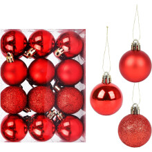 Christmas Bauble, Christmas Tree Decoration, Plastic Ornaments Christmas Tree Decorations, for Christmas Parties, End of Year Celebrations-4 cm (Red)