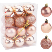 Christmas Ball, Christmas Tree Decoration, Plastic Ornaments Christmas Tree Decorations, for Christmas Parties,Holiday Parties-4 cm (Rose Gold)