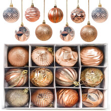 12 Pieces Christmas Tree Baubles Christmas Baubles, Matte and Glossy Christmas Tree Decorations Glittering Christmas Tree Baubles ? 6CM (Gold)
