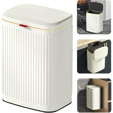 Hanging Trash Can with Lid Stainless Steel Trash Can Compost Bin, Wall Mount Indoor Kitchen Trash Can for Bathroom (2.1 Gallon, 8 Liter Ivory)