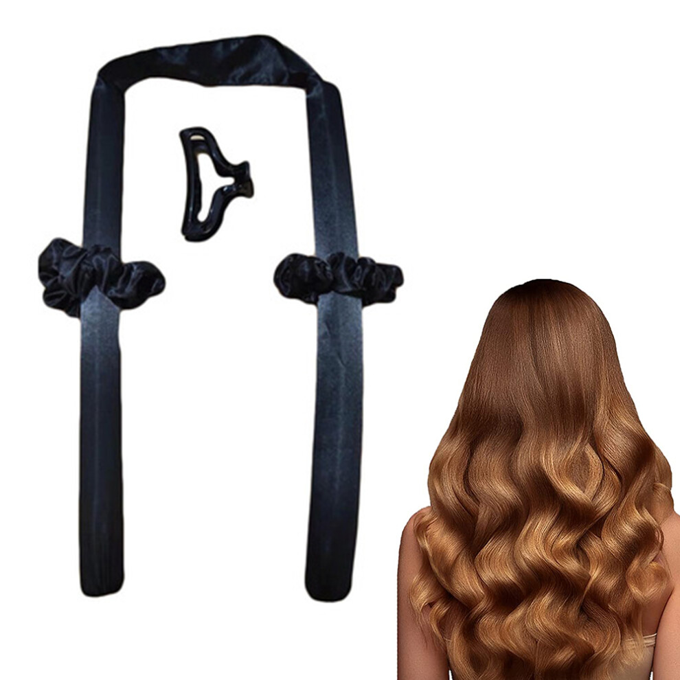 Tianfu Heatless Hair Curlers For Long Hair, No Heat Silk Curls Headband-Black