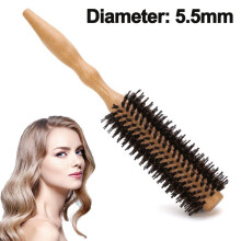 Comb Round Brush Hair Dryer Brush With Natural Bristles Natural Hair Brush Round For Short And Medium Length Hair Made-Straight Lines