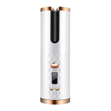 Automatic Curling Iron, Cordless Auto,, Portable Rechargeable Ceramic Rotating Curling Wand-White