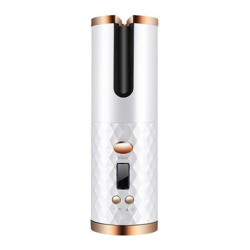 Automatic Curling Iron, Cordless Auto,, Portable Rechargeable Ceramic Rotating Curling Wand-White