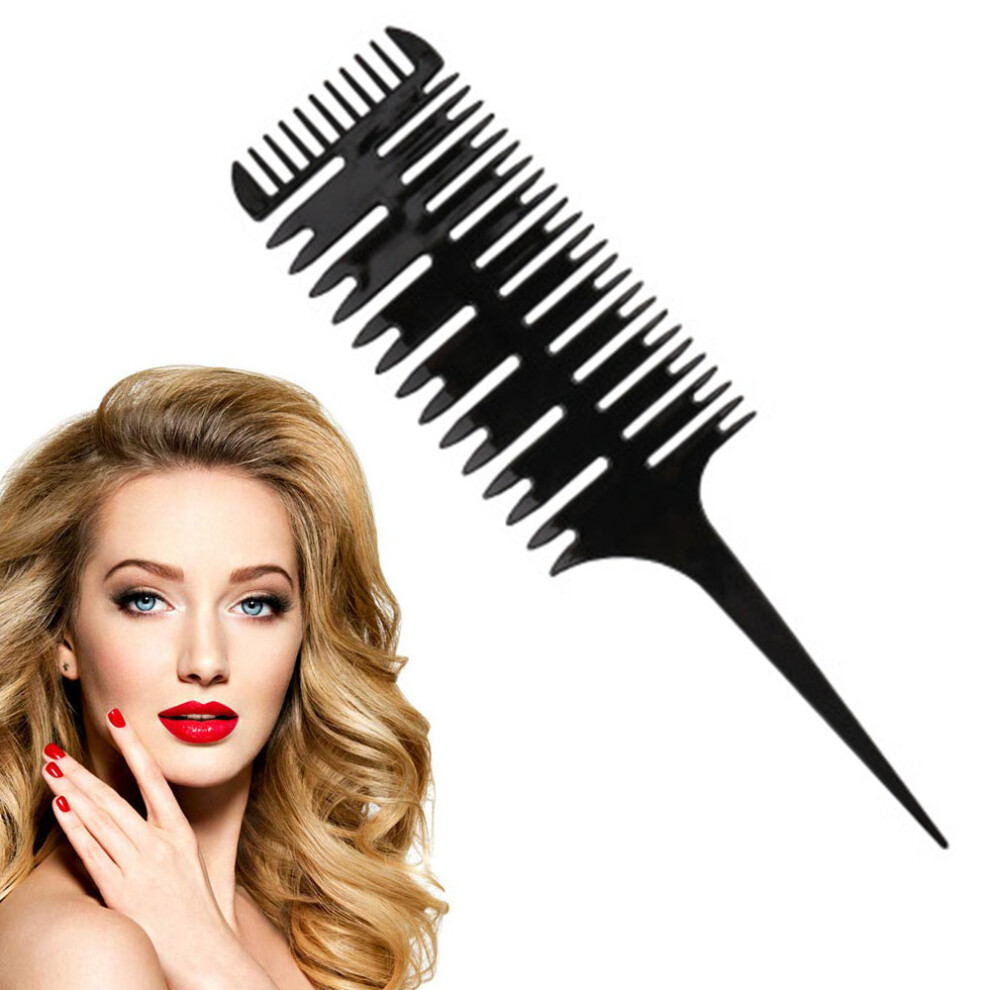 Tianfu Fish Bone Comb 3-Way Hair Highlighting Sectioning Comb Weaving Sectioning Foiling Comb Styling Hair Dyeing Combs-Black