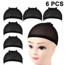 6 Pcs Stocking Wig Caps Light Brown Wig Cap For Lace Front Wig Silk Liner Weaving Wig Cap-Black
