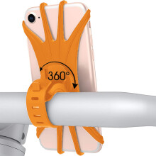 Silicone Bicycle Phone Holder - Orange + Color Box.360 swivel silicone mountain bike handlebar phone holder